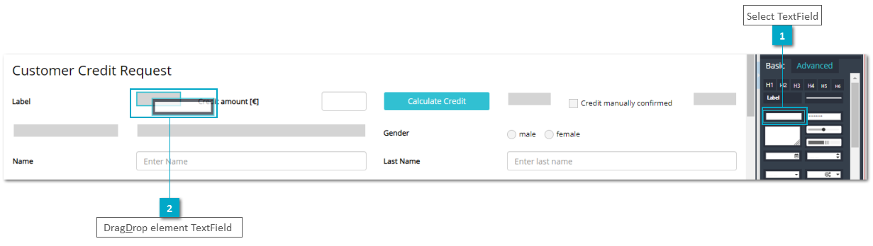 Complete UI Page "CreditRequest" - UI Elements