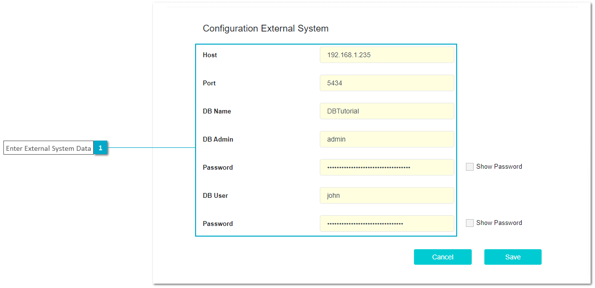 User Portal Domain Administration - Ext. System DB