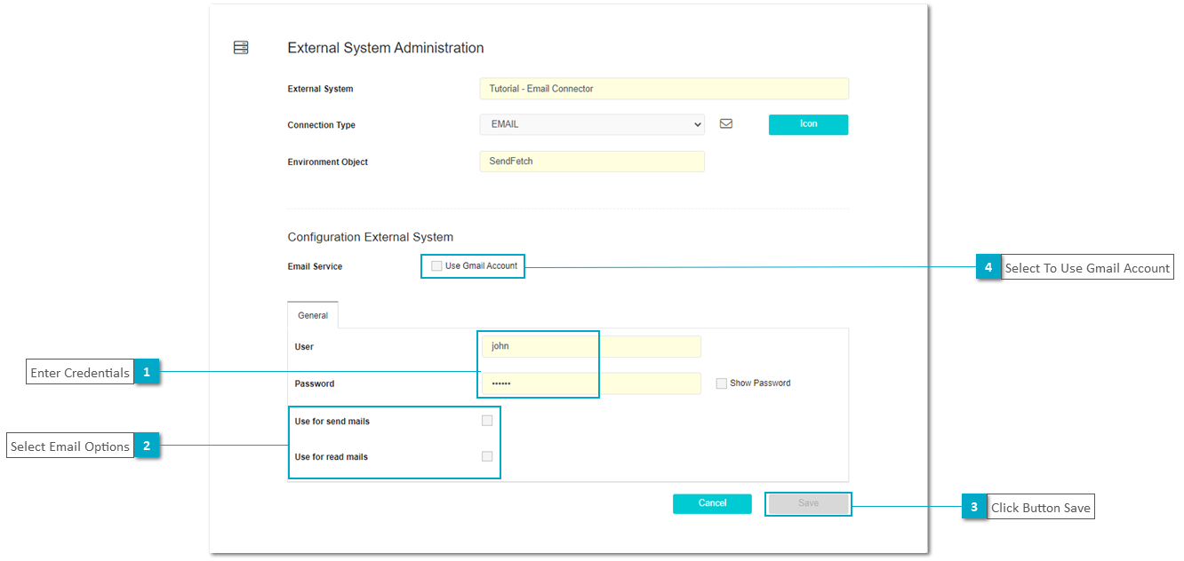 User Portal Domain Administration - Ext. System Email