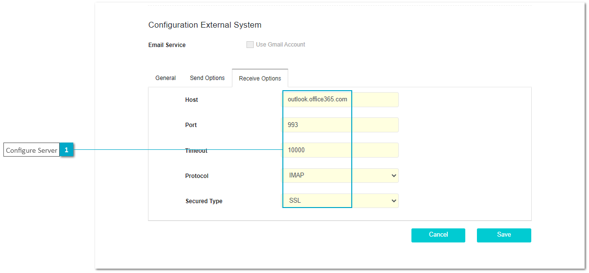 User Portal Domain Administration - Ext. System Email