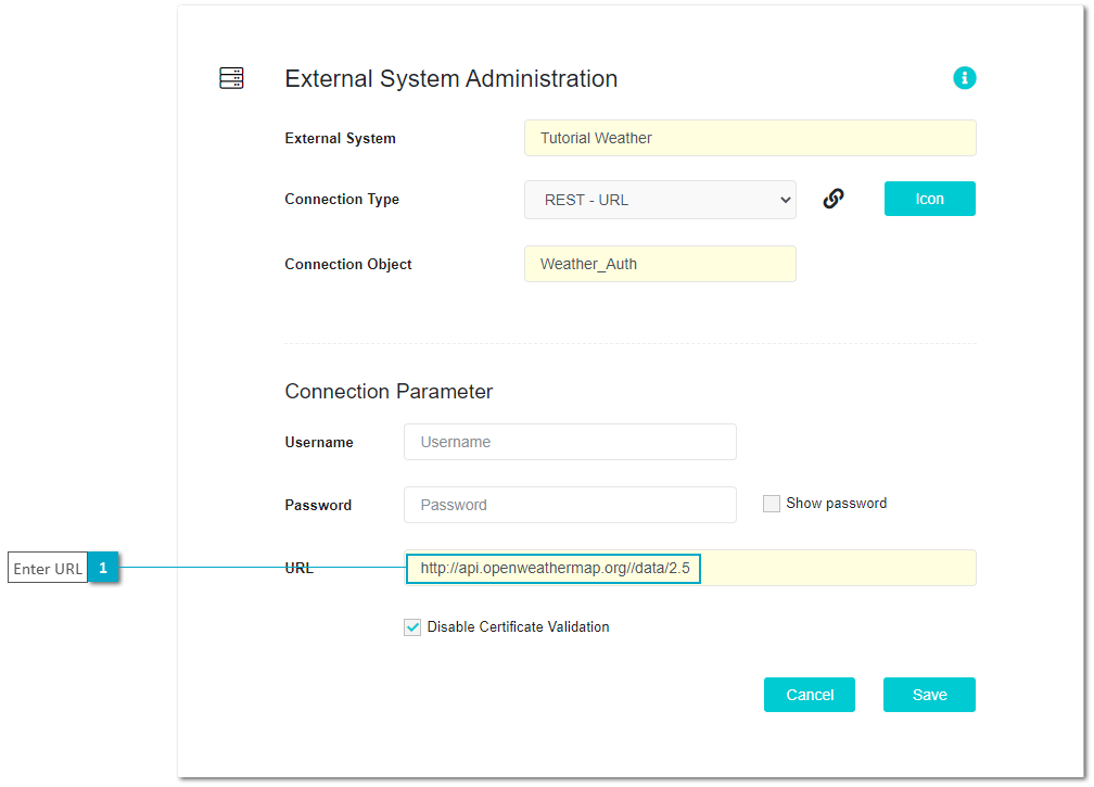 User Portal Domain Administration - Ext. System REST URL