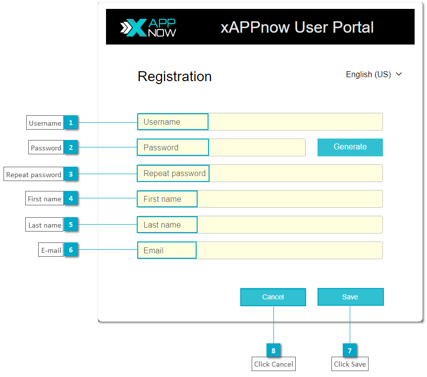 Registration of External User - xAPPnow User Portal