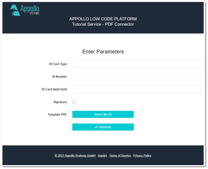 Training Backend Service Model - PDF Generate only Placeholders