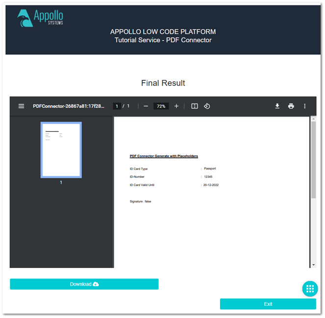 Training Backend Service Model - PDF Generate only Placeholders