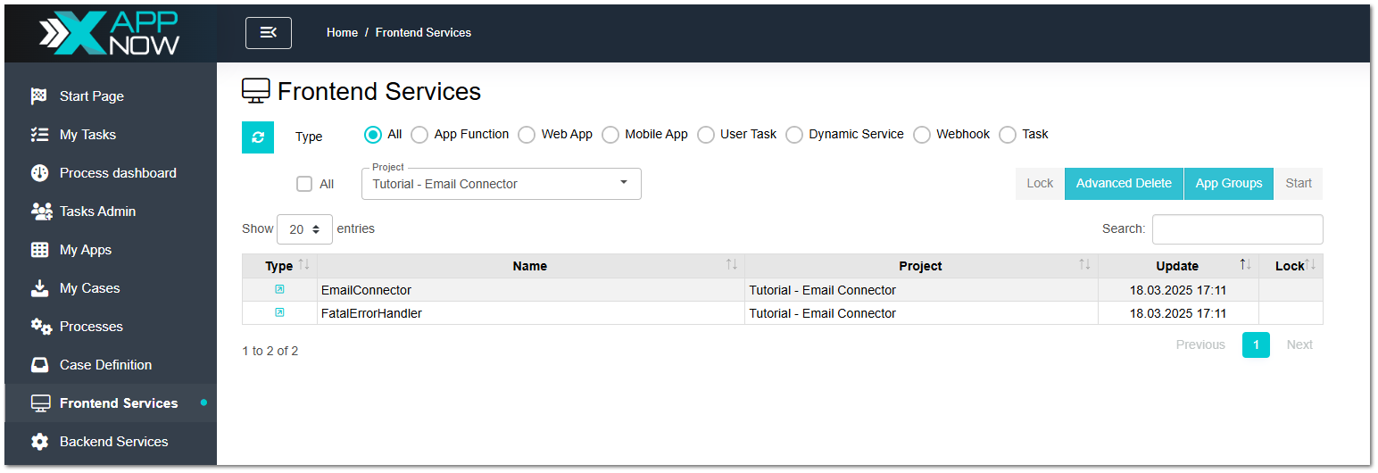 Training Frontend Service - Email Connector