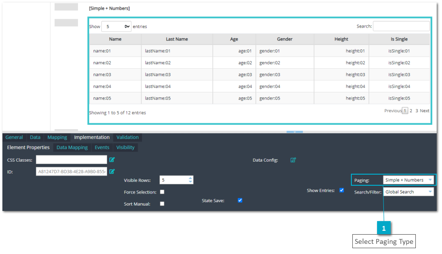 UI Element - Table